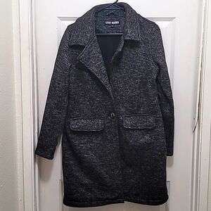 Steve Madden Long Coat Women XL Grey‎ Salt and Pepper Marl Knit Jacket Outerwear